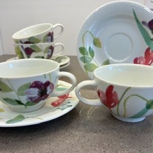 Brand New Portmeirion Water Garden Set of 4 Cups and Saucers